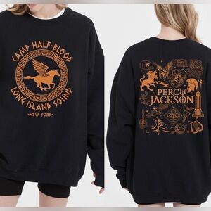 Kids’ Percy Jackson Camp Half-Blood Black Sweatshirt with Orange Graphic - BNWOT
